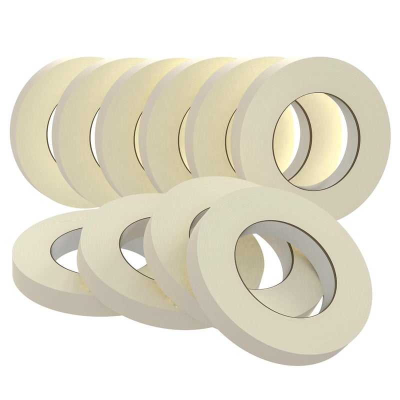 SWRT Masking Tape 0.75 inch x 55 Yards x 10 Rolls (550 Total Yards), Adhesive Painting Tape Bulk for General Purpose Beige White Color for Painting, Crafting, School Stationery, Arts, Home Use etc - Image 1